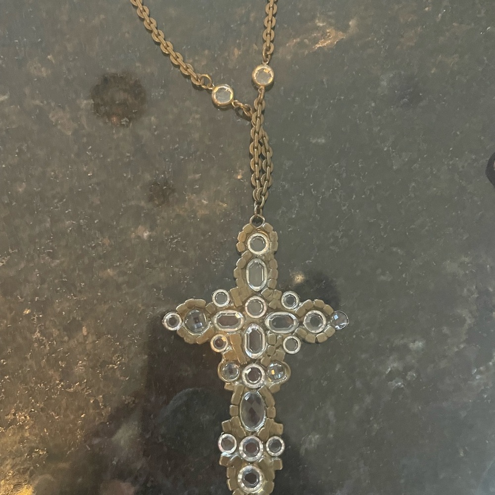 Barney’s New York 1980’s Brass and Crystal Necklace